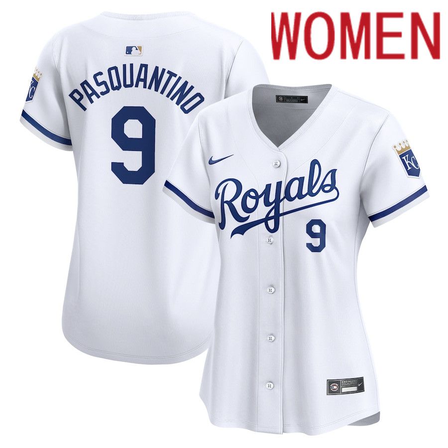 Women Kansas City Royals #9 Vinnie Pasquantino Nike White Home Limited Player MLB Jersey->customized mlb jersey->Custom Jersey